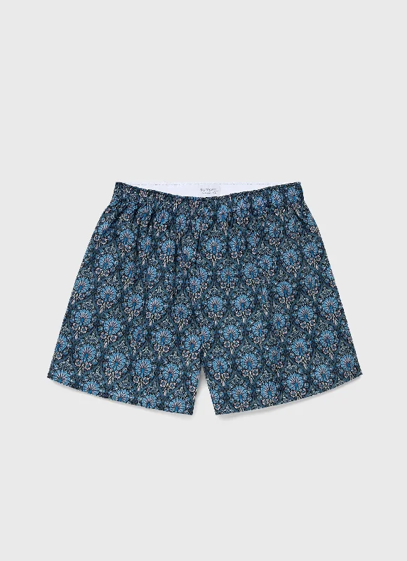 Summer Shorts-Men's Classic Boxer Shorts in Liberty Fabric Peacock Place