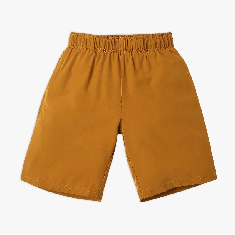 Pocket Shorts-Boy's Regular Fit Solid Mid Rise Shorts