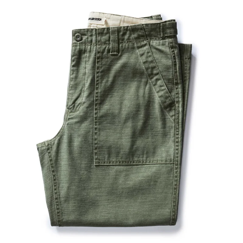 The Surplus Pant in Field Olive Reverse Sateen