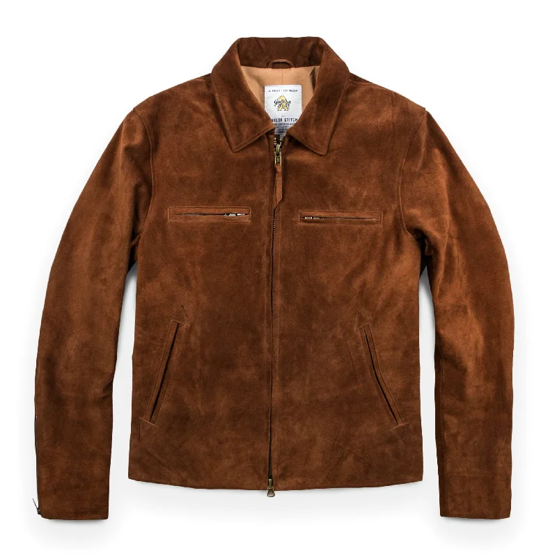 Leather Jacket-The Moto Jacket in Tobacco Weatherproof Suede