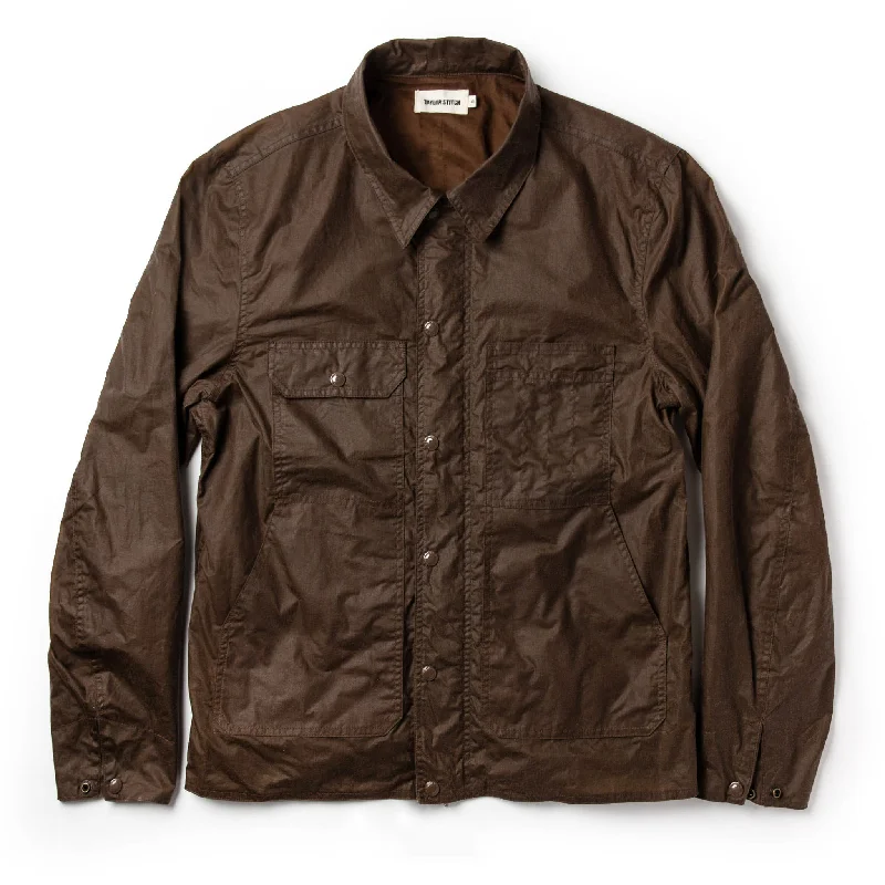 Plaid Jacket-The Longshore Jacket in Dark Oak Waxed Canvas