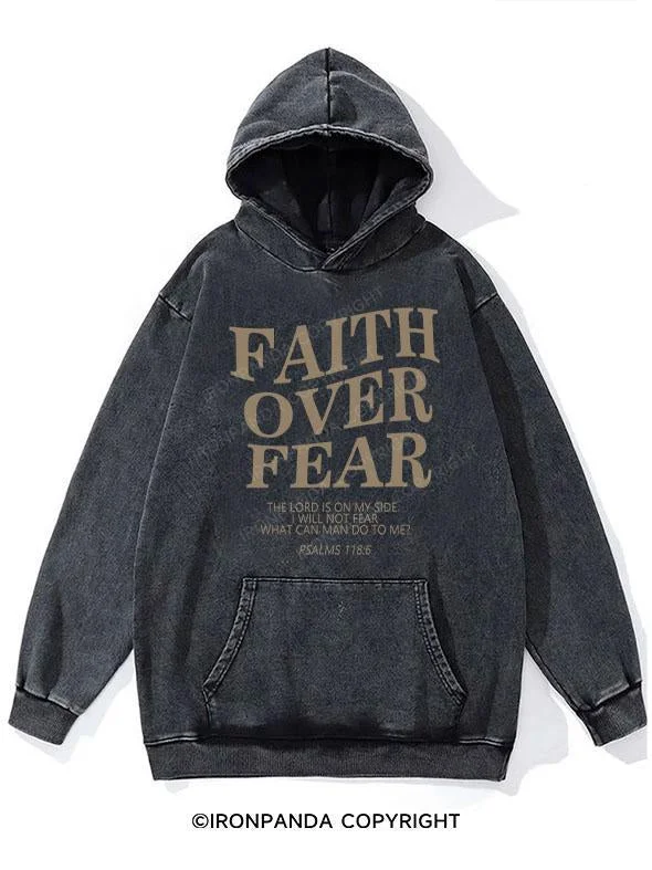 Minimalist Hoodie-Faith Over Fear WASHED GYM HOODIE