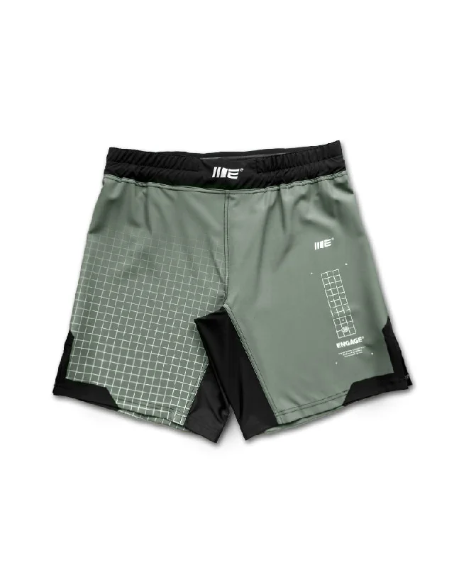 Retro Shorts-Olive Graph MMA Grappling Shorts