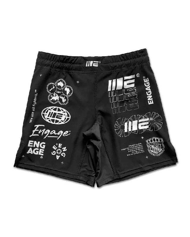 Slim Fit Shorts-Engage Billboard MMA Grappling Shorts - Black