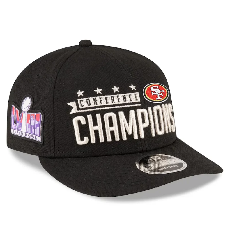 Reflective Hat-New Era San Francisco 49ers 2023 NFC Champions Locker Room Low Profile 9FIFTY Snapback Hat-Black