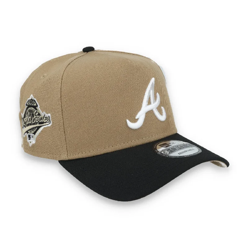 Skull Hat-New Era Atlanta Braves 1995 World Series Side Patch A Frame 9FORTY Adjustable Hat-Khaki