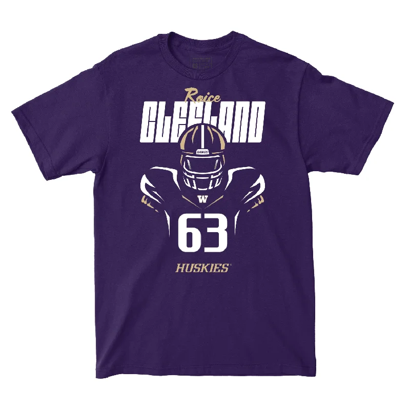 White T-Shirt-Football Silhouette Purple Tee - Roice Cleeland