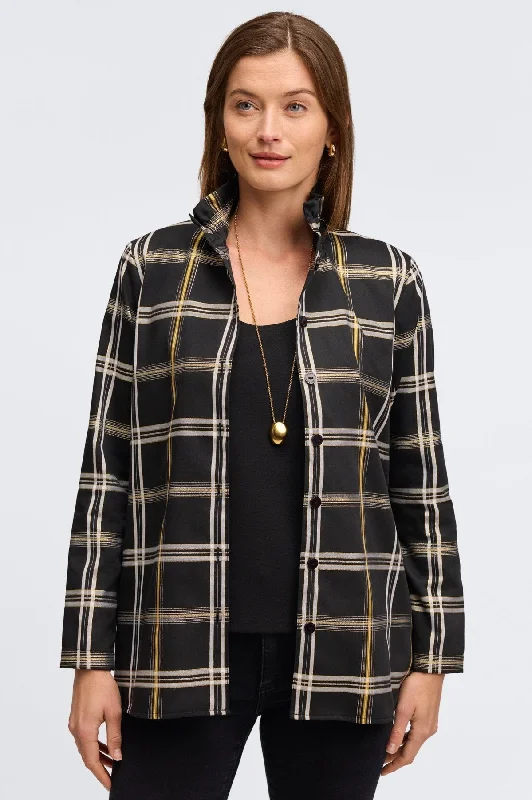 Concert Jacket-Carolina No Iron Gold & Silver Lurex Plaid Shirt Jacket