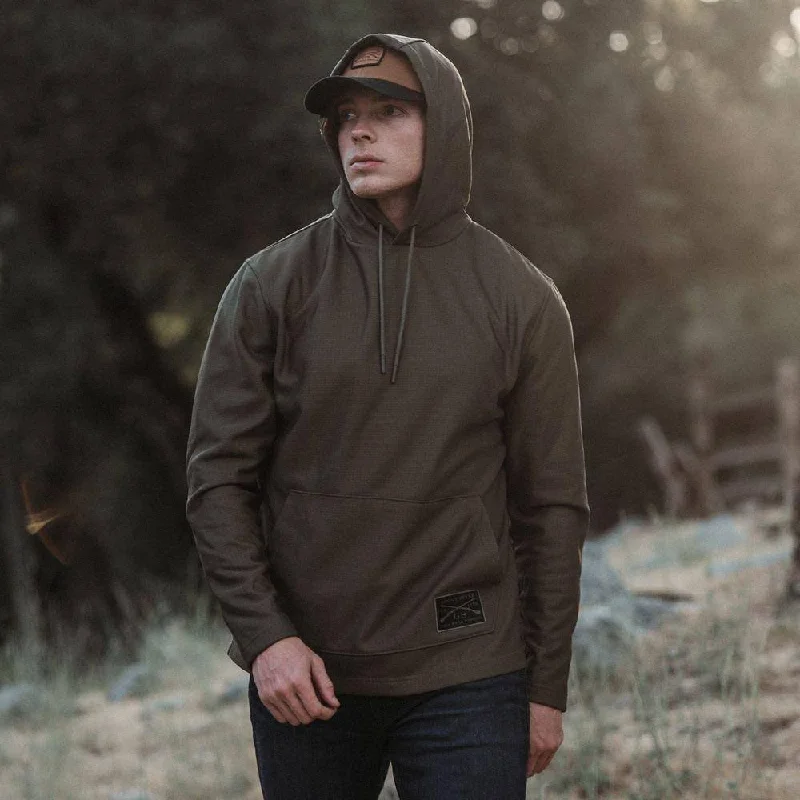 Running Hoodie-Men's Waffle Top Hoodie - Military Green