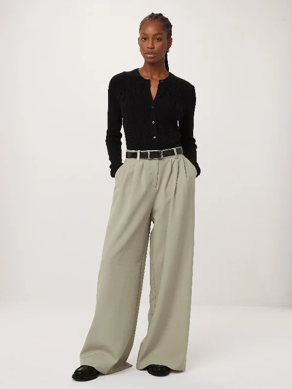 The Carmen Ultra-Wide Pant  in Light Greige