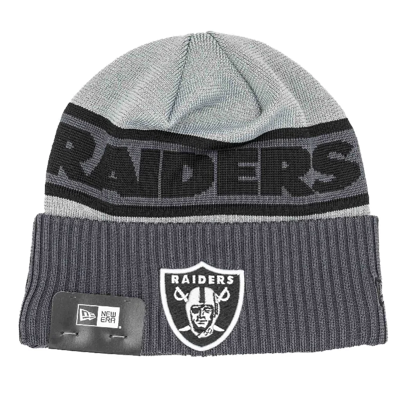 Monochrome Hat-New Era Las Vegas Raiders NFL Sideline Tech Knit 2023-Gray