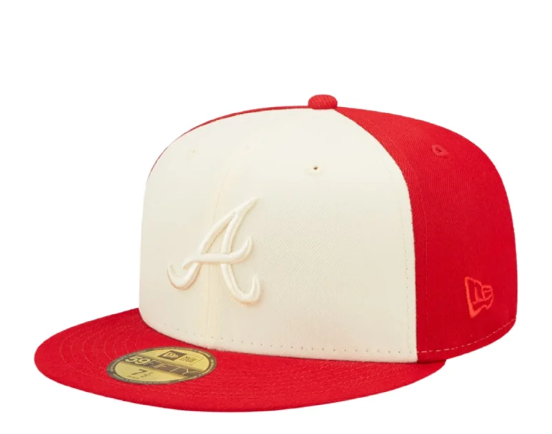 Aviator Hat-NEW ERA ATLANTA BRAVES 2-TONE 59FIFTY FITTED HAT-RED/CREAM