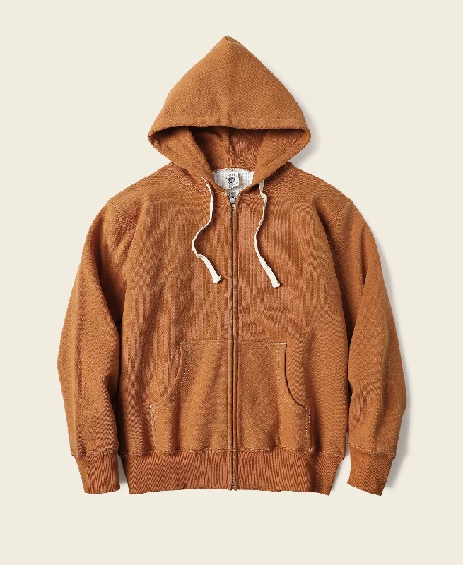 Team Hoodie-1950s Wind Shield Full-Zip Thermal Hoodie - Orange