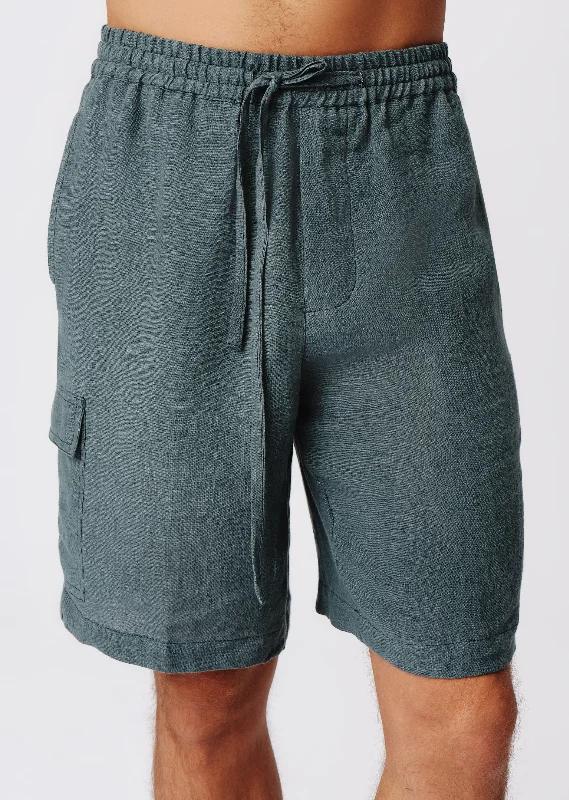 Party Shorts-Linen with Wash Cargo Shorts - Slate