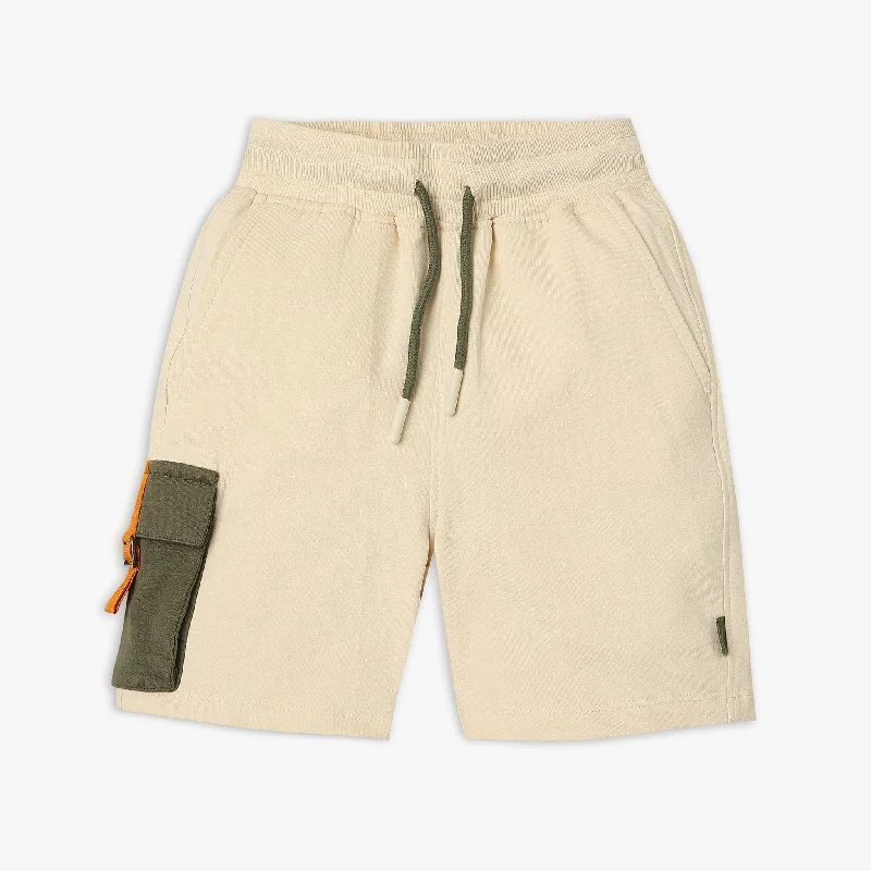 Zip Fly Shorts-Boy's Regular Fit Solid Mid Rise Shorts