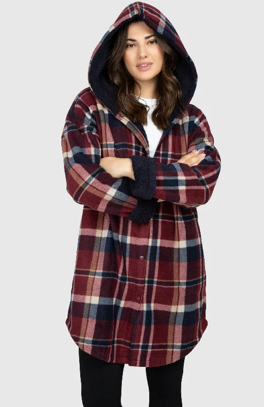 Grunge Jacket-Redwood Long Plush Oversized Hooded Jacket