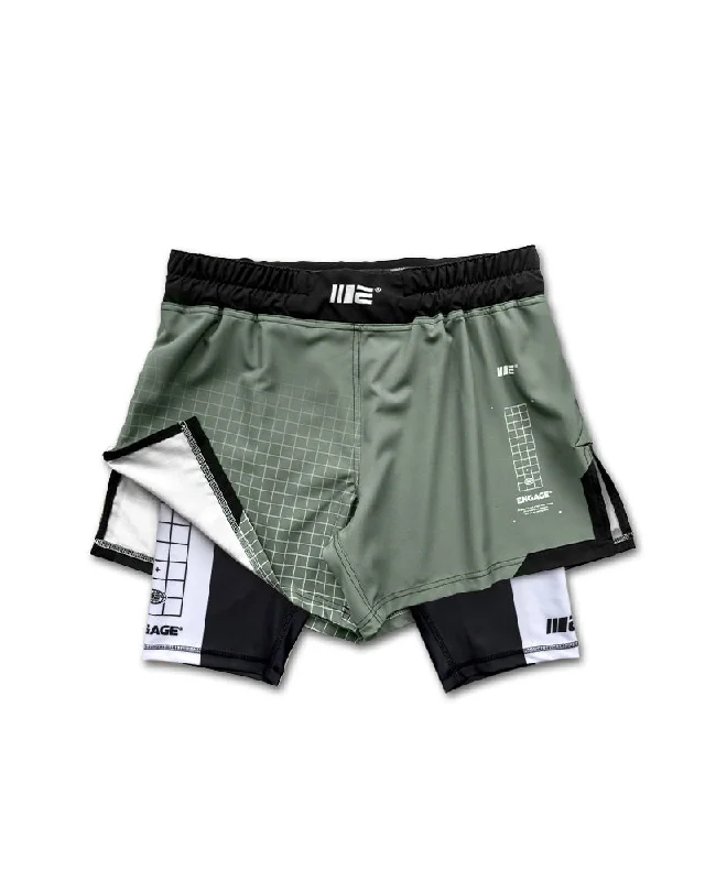 Classic Shorts-Olive Graph 2-in-1 Hybrid Shorts