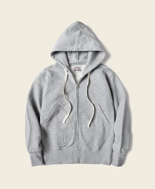 Handmade Hoodie-17.5 oz Terry Cloth Full-Zip Hoodie - Gray