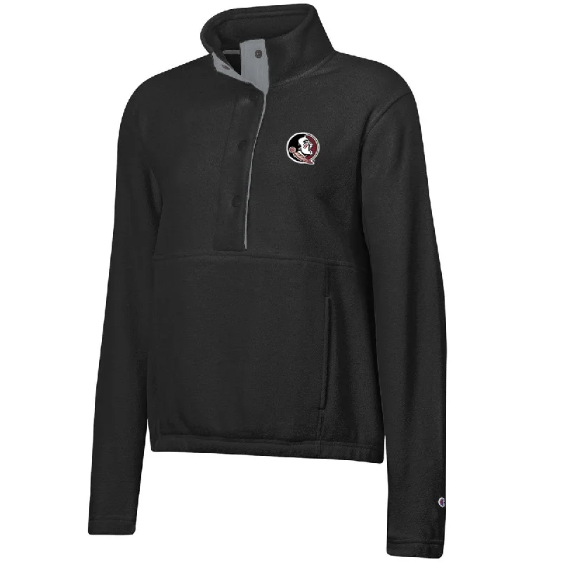 Music Band Jacket-Champion Women's Seminole Logo Explorer Polar Fleece Jacket - Black