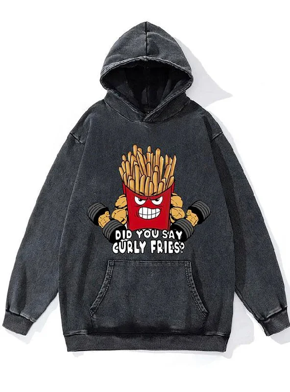 Workwear Hoodie-Swole Muscle Curly Fries WASHED GYM HOODIE