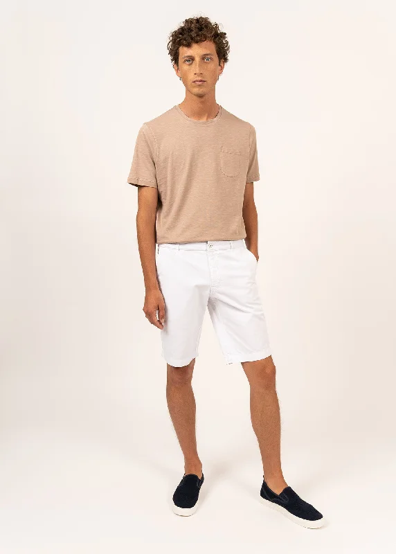 Floral Shorts-Doug straight Bermuda shorts - in cotton canvas (BLANC)