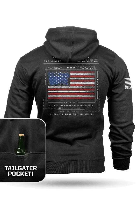 Skateboarding Hoodie-American Flag Schematic - Tailgater Hoodie