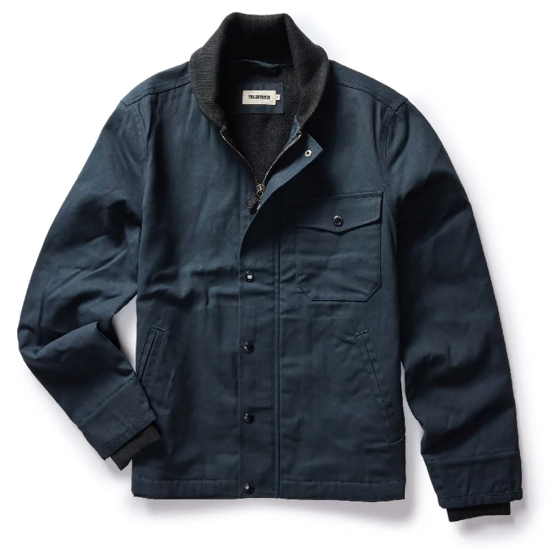 Casual Jacket-The Deck Jacket in Dark Navy Dry Wax