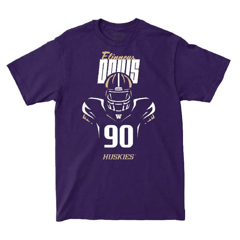 Cotton T-Shirt-Football Silhouette Purple Tee - Elinneus Davis