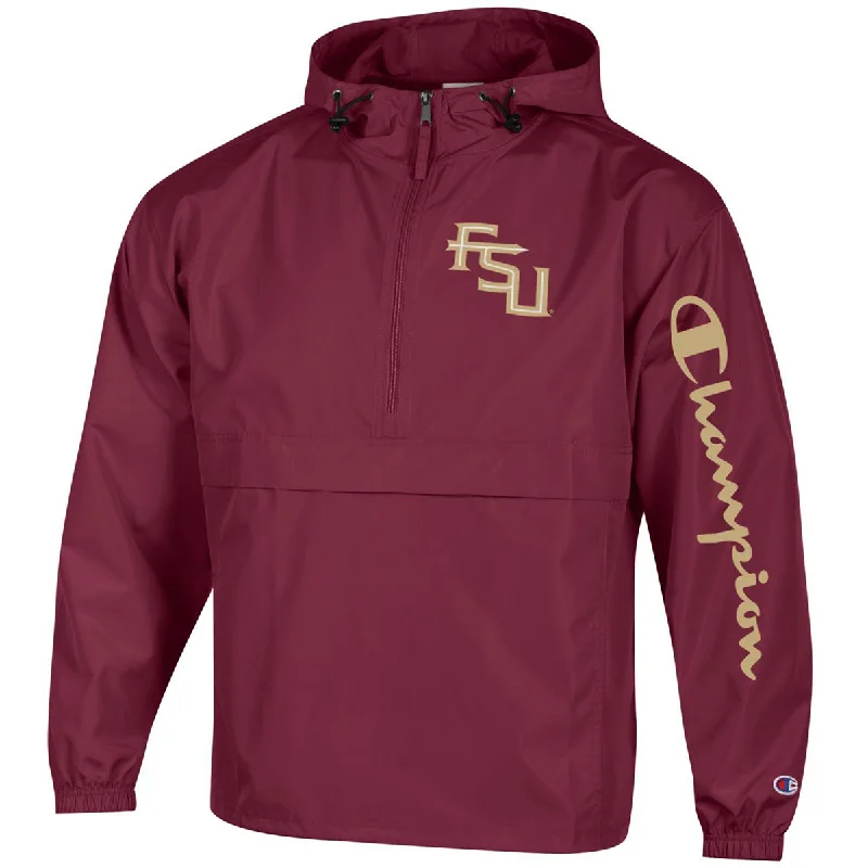 Festival Jacket-Champion Men's Seminoles Logo Packable Jacket - Garnet