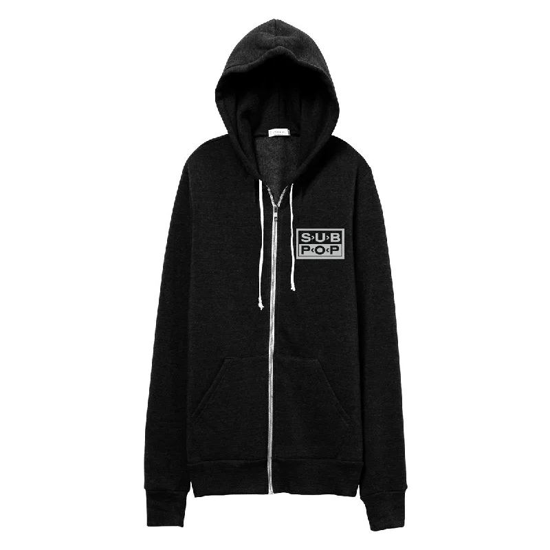 Monochrome Hoodie-Hoodie Zip Logo Left Blk