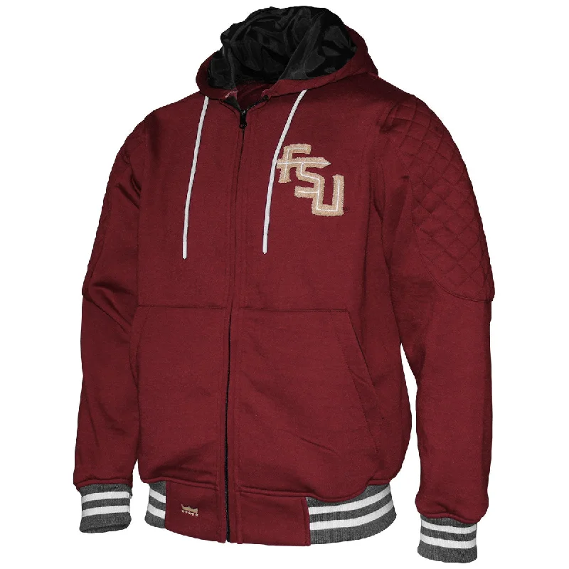 Superhero Jacket-Franchise Men's Stacked FSU/Florida State Chenille Applique Design Hooded Jacket - Garnet