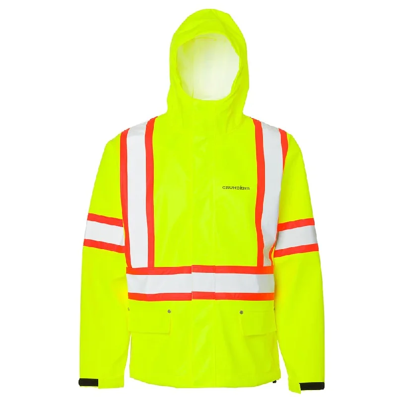 Lightweight Jacket-Grundéns Men's Neptune CSA Class 2 Hi-Vis Waterproof Hooded Commercial Fishing Jacket