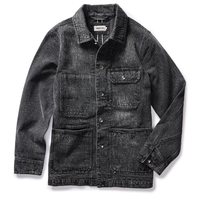 Vintage Jacket-The Fremont Jacket in Black 3-Month Wash Selvage Denim