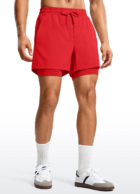 Basketball Shorts-Feathery-Fit 2 in 1 Athletic Shorts 5''- with Pockets & Long Liner