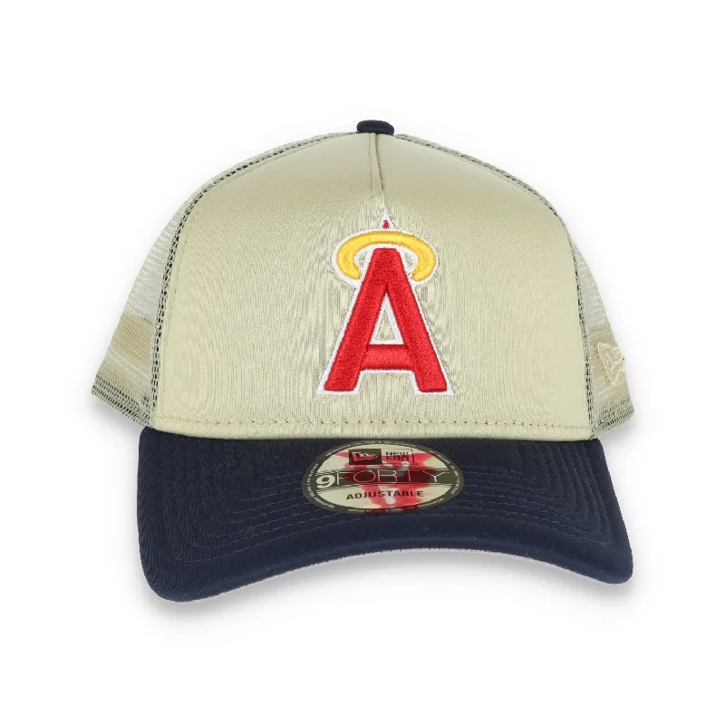 Color Block Hat-New Era Los Angeles Angels All Day 9Forty A-Frame Trucker-Tan/Navy