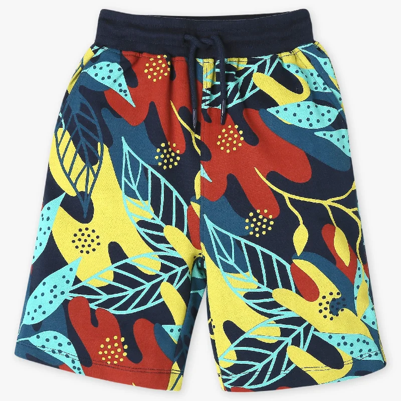 Gym Shorts-Boys Regular Fit Printed Mid Rise Shorts