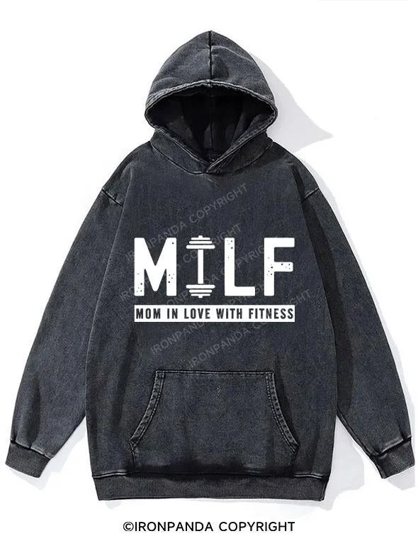 Aesthetic Hoodie-MILF Mom In Love With Fitness WASHED GYM HOODIE