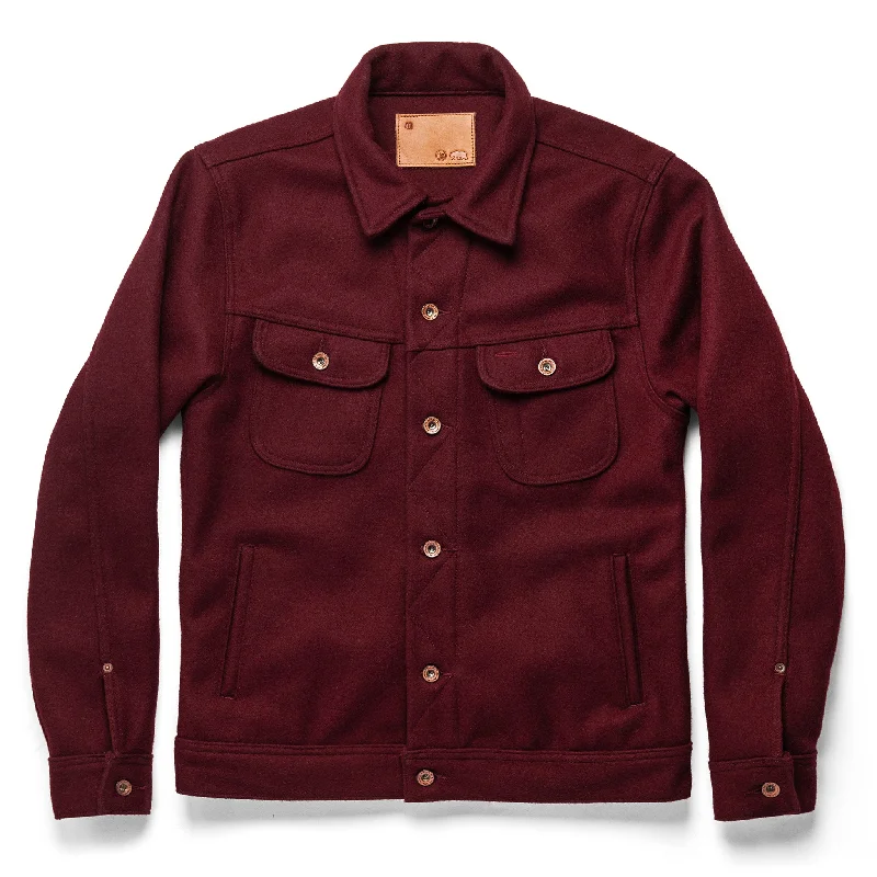 Music Band Jacket-The Long Haul Jacket in Burgundy Melton Wool