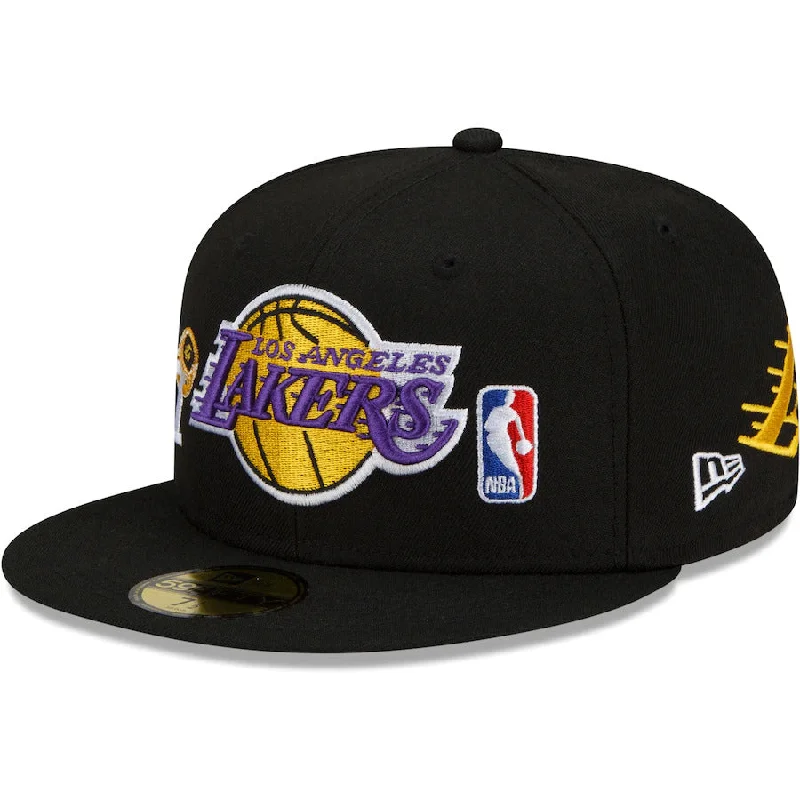 Fisherman Hat-Los Angeles Lakers New Era 17x World Champions Count the Rings 59FIFTY Fitted Hat - Black