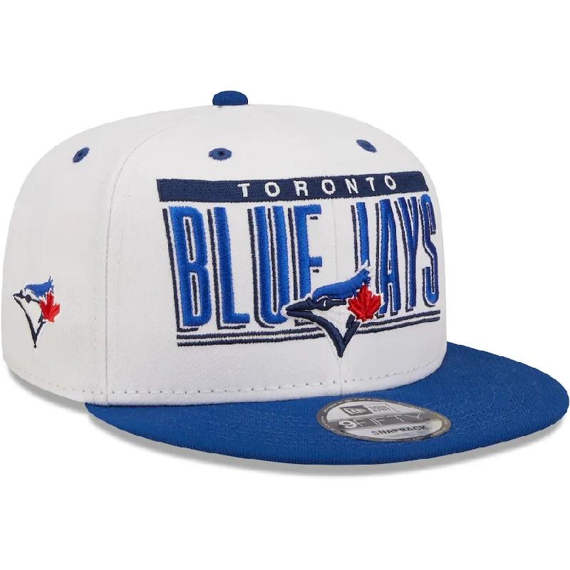 Flat Brim Hat-New Era Toronto Blue Jays Retro Title 9FIFTY Snapback Hat - White/Royal