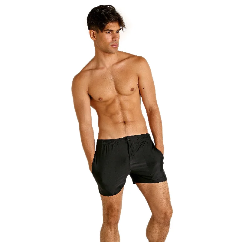 Athletic Shorts-Mod Swim Shorts - Solid Black  - Shorter Length