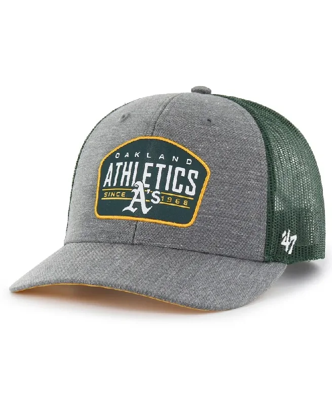 Embroidered Hat-' 47 BRAND OAKLAND ATHLETICS SLATE TRUCKER ADJUSTABLE HAT