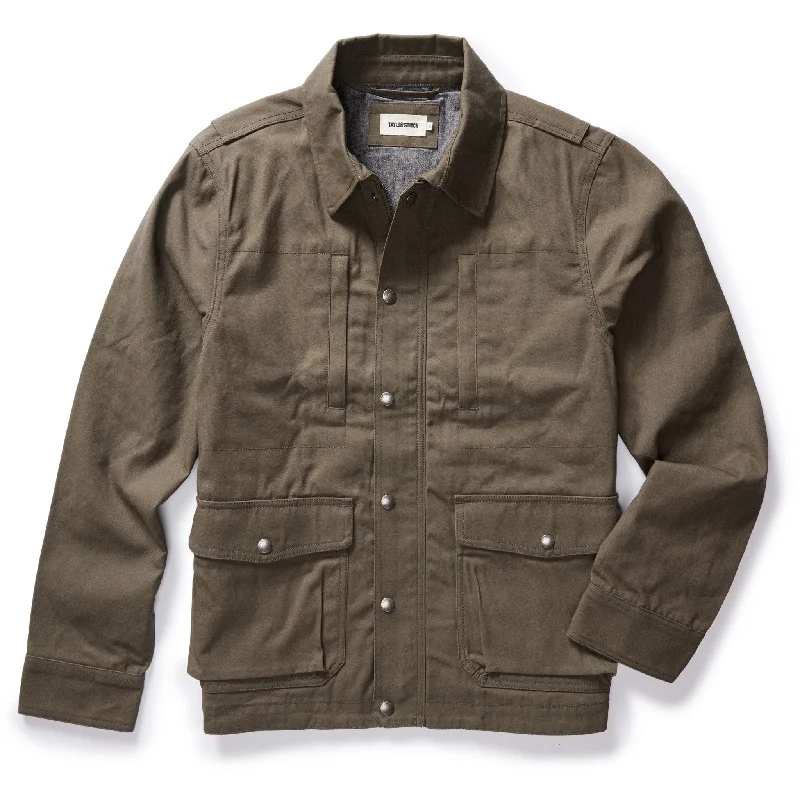 Workout Jacket-The Pathfinder Jacket in Fatigue Olive Dry Wax