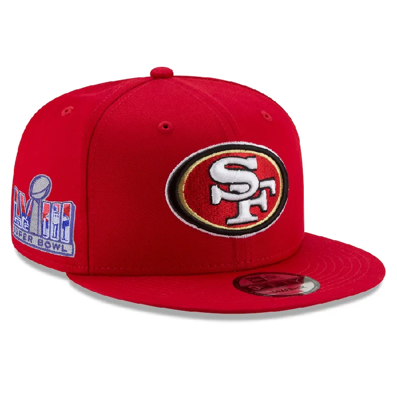 Retro Hat-New Era San Francisco 49ers Super Bowl LVIII Side Patch 9FIFTY Snapback Hat-Scarlet