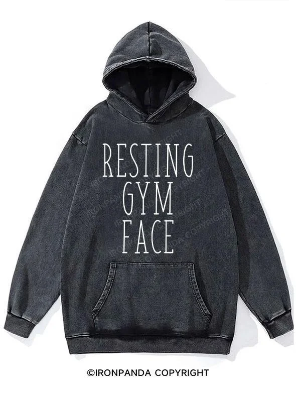 Graphic Hoodie-Resting gym face WASHED GYM HOODIE