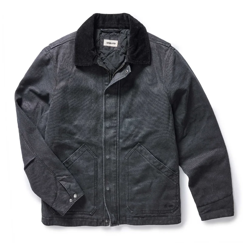 Varsity Jacket-The Workhorse Jacket in Coal Chipped Canvas