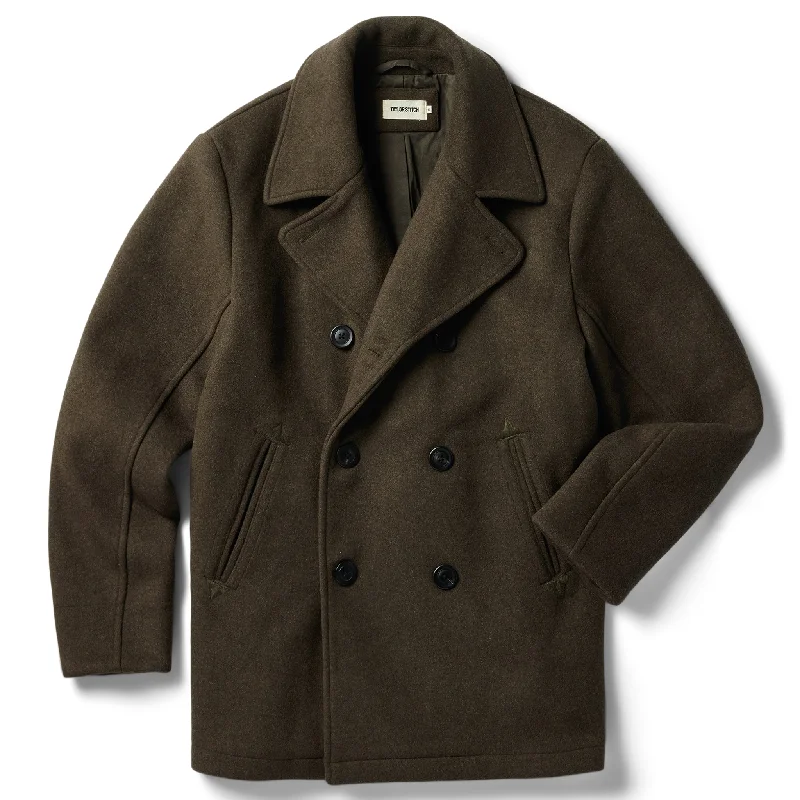 Breathable Jacket-The Mariner Coat in Army Melton Wool