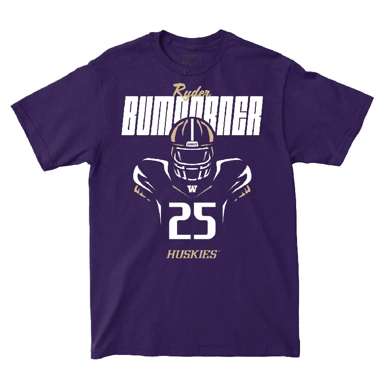 Red T-Shirt-Football Silhouette Purple Tee - Ryder Bumgarner