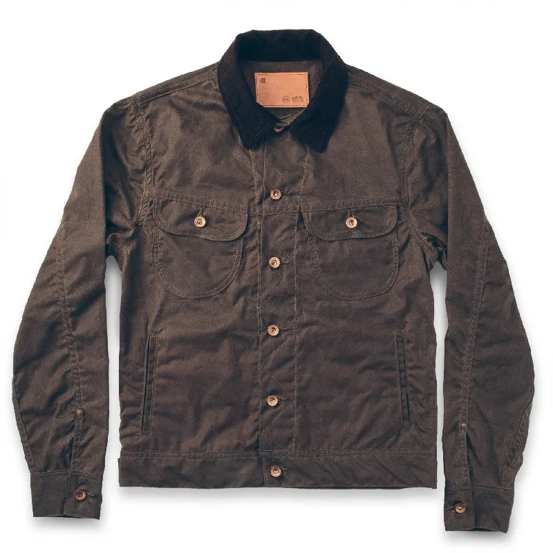 Checkered Jacket-The Long Haul Jacket in Dark Oak Waxed Canvas