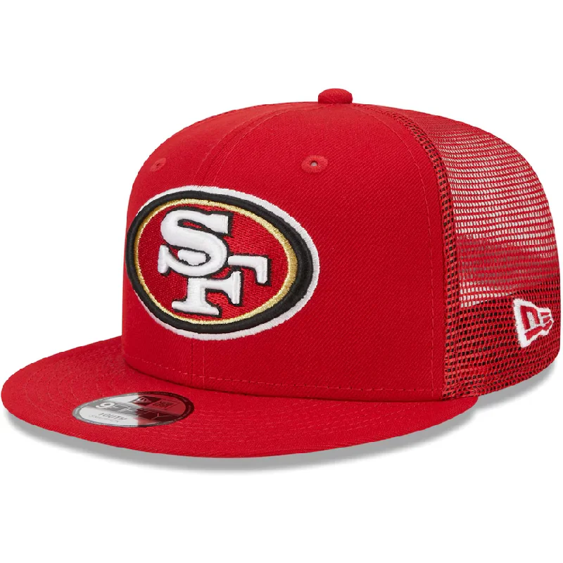 Checkered Hat-New Era San Francisco 49ers 9FIFTY Trucker Snapback - Scarlet